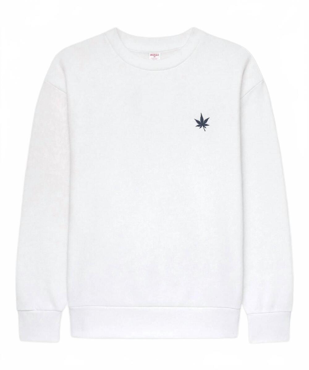 NEW BOAST men's fleece crewneck sweater in white